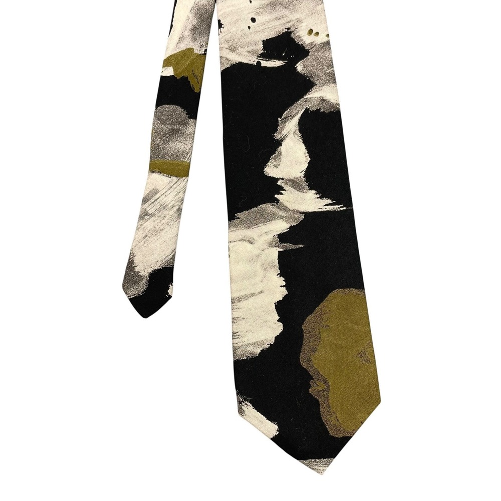 J.T. Beckett Black Abstract Brushstroke Necktie Mens OS Rayon Made in USA